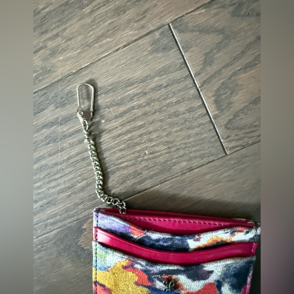 HOBO Max Floral Printed Leather Card Case with Chain Clip - Picture 6 of 9